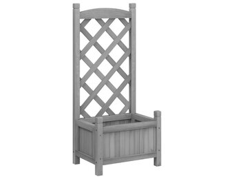 Plantenbak met latwerk - VidaXL - Massief Vurenhout - Grijs - 64% Korting!