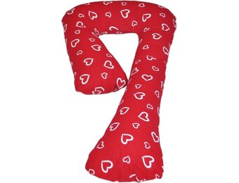 Zwangerschapskussen 235cm Katoen Rood/Wit Hartjes - 51% Korting!