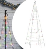 vidaXL LED-kerstboom vlaggenmast 180 cm - Kleurrijk - 40% korting