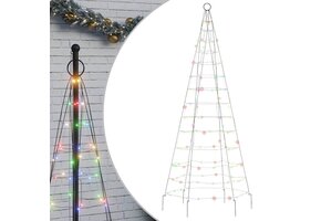 vidaXL LED-kerstboom vlaggenmast 180 cm - Kleurrijk - 40% korting
