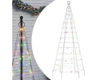vidaXL LED-kerstboom vlaggenmast 180 cm - Kleurrijk - 40% korting