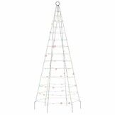 vidaXL LED-kerstboom vlaggenmast 180 cm - Kleurrijk - 40% korting