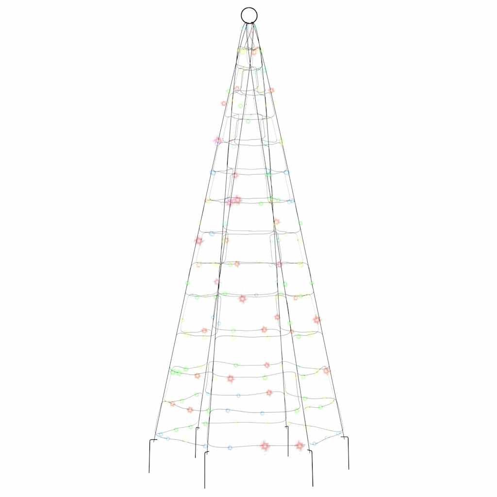 vidaXL LED-kerstboom vlaggenmast 180 cm - Kleurrijk - 40% korting