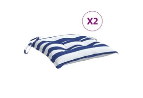 vidaXL Stoelkussens (2 st) Gestreept Wit/Blauw - 66% Korting!