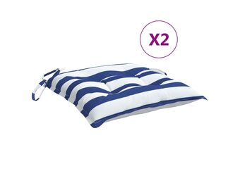 vidaXL Stoelkussens (2 st) Gestreept Wit/Blauw - 66% Korting!