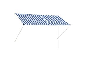 vidaXL Luifel Uittrekbaar 250x150cm Blauw/Wit - Nu 46% Korting!