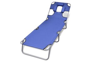 vidaXL Ligbed Blauw - 65% Korting! Inklapbaar met Kussen