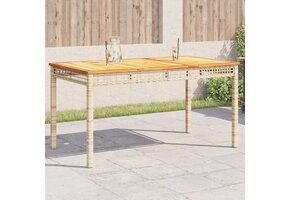 vidaXL Tuintafel Poly Rattan/Acaciahout Beige 140x80 cm - 68% Korting!