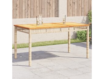 vidaXL Tuintafel Poly Rattan/Acaciahout Beige 140x80 cm - 68% Korting!