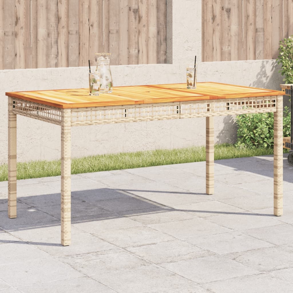 vidaXL Tuintafel Poly Rattan/Acaciahout Beige 140x80 cm - 68% Korting!