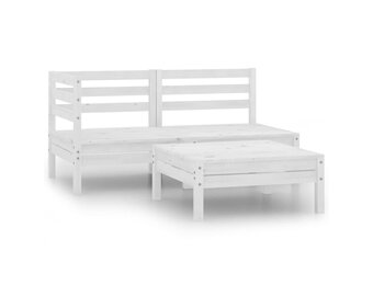 vidaXL Loungeset Grenenhout Wit - 46% Korting