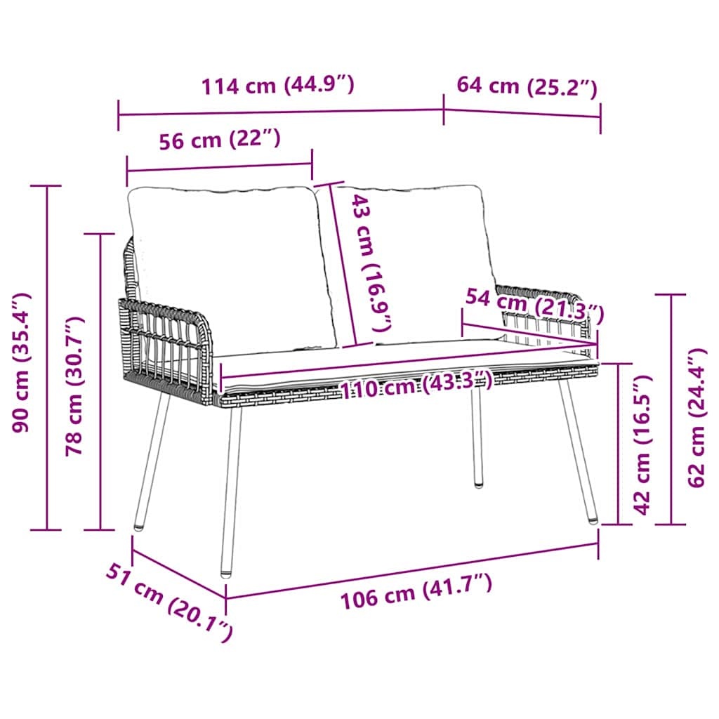 VidaXL Tuinbank met Kussen Bruin | 47% Korting