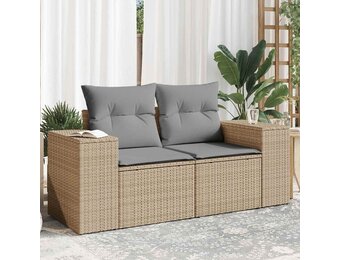 vidaXL Tuinbank 2-zits poly rattan beige (47% korting)