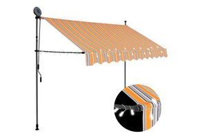 vidaXL Luifel handmatig uitschuifbaar LED 250cm Geel/Blauw - Nu 76% Korting!