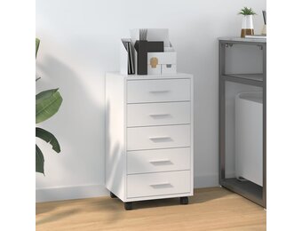 vidaXL Ladekast met wieltjes, Hoogglans Wit - 54% Korting!