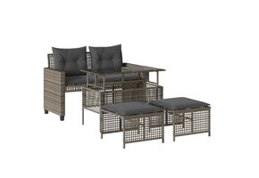 vidaXL 4-delige Loungeset: Poly Rattan & Kussens (Grijs) - 47% Korting!