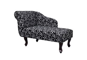 VidaXL Chaise Longue - Zwart/Wit Stoffen - 46% Korting!