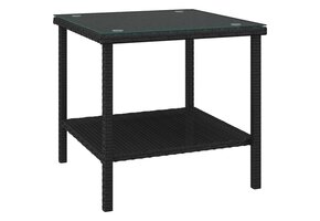 vidaXL Bijzettafel (45x45x45 cm) Poly Rattan & Glas Zwart | 46% Korting