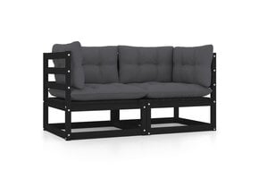 vidaXL Tuinbank 2-zits Massief Grenenhout Zwart | 53% Korting