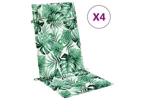 vidaXL Stoelkussens Hoge Rug - 4 stuks, Bladpatroon - 40% Korting!