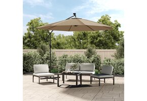 vidaXL Zweefparasol Taupe 300cm met LED - 40% Korting