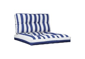 vidaXL Palletkussens 2 st Gestreept Wit/Blauw - 55% Korting