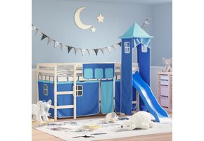 vidaXL Gordijnen & Toren Hoogslaper Blauw - 96% Korting!