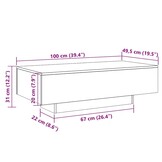 vidaXL Salontafel 100x49,5x31 cm Zwart Bewerkt Hout - 35% Korting!