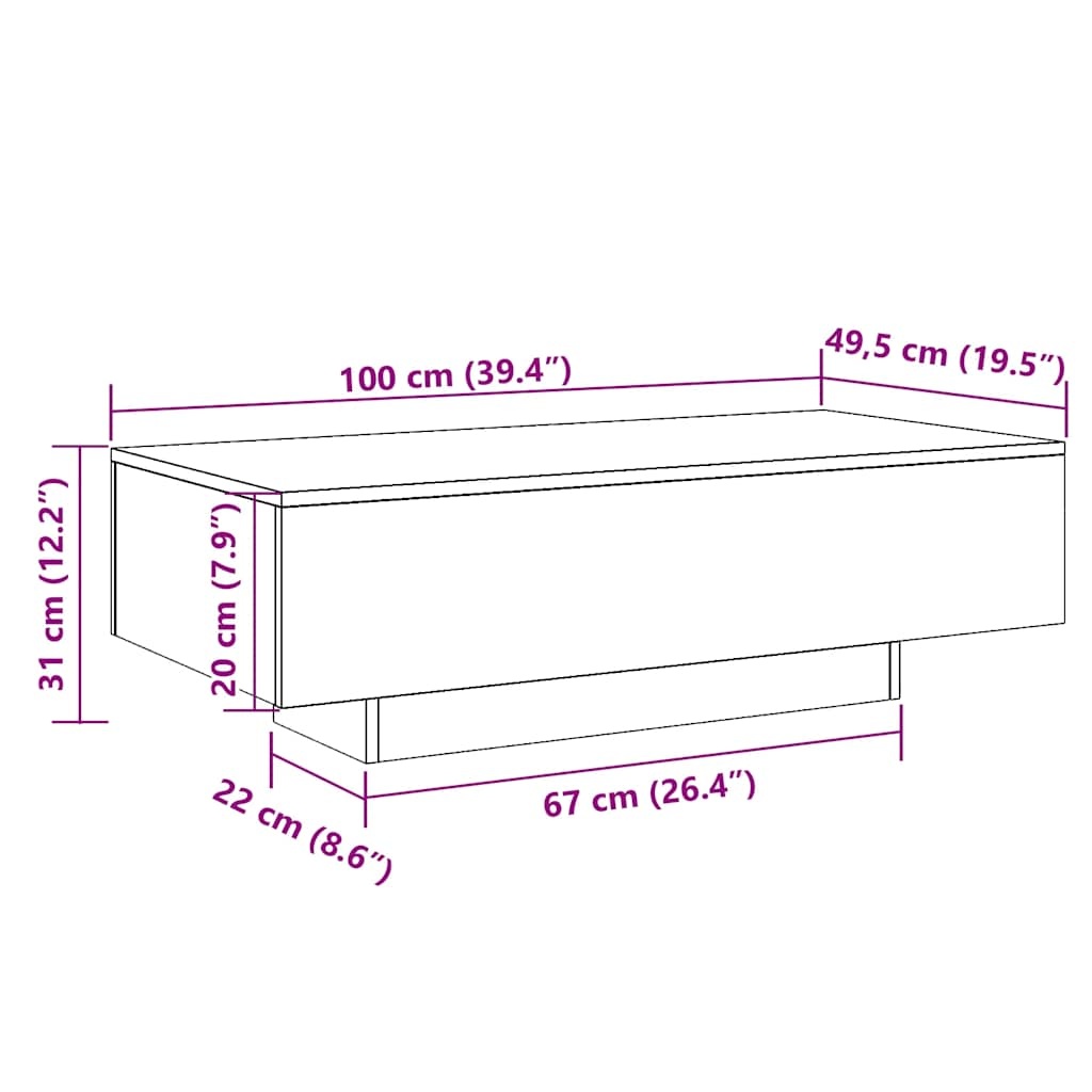 vidaXL Salontafel 100x49,5x31 cm Zwart Bewerkt Hout - 35% Korting!