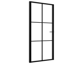 vidaXL Binnendeur Glas & Aluminium Zwart - 40% Korting!