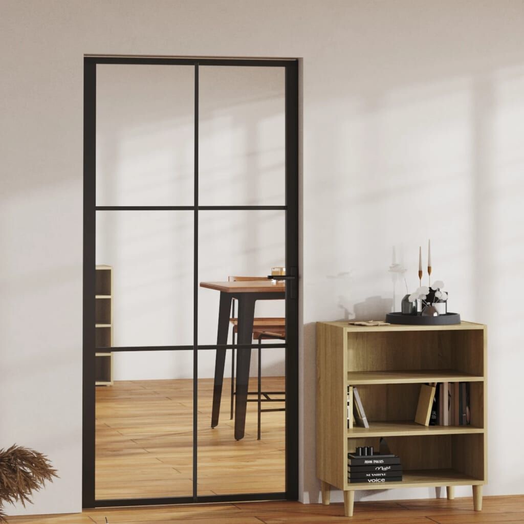 vidaXL Binnendeur Glas & Aluminium Zwart - 40% Korting!