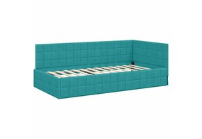 vidaXL Hoekbedframe Turquoise Fluweel 90x190cm - 40% Korting!