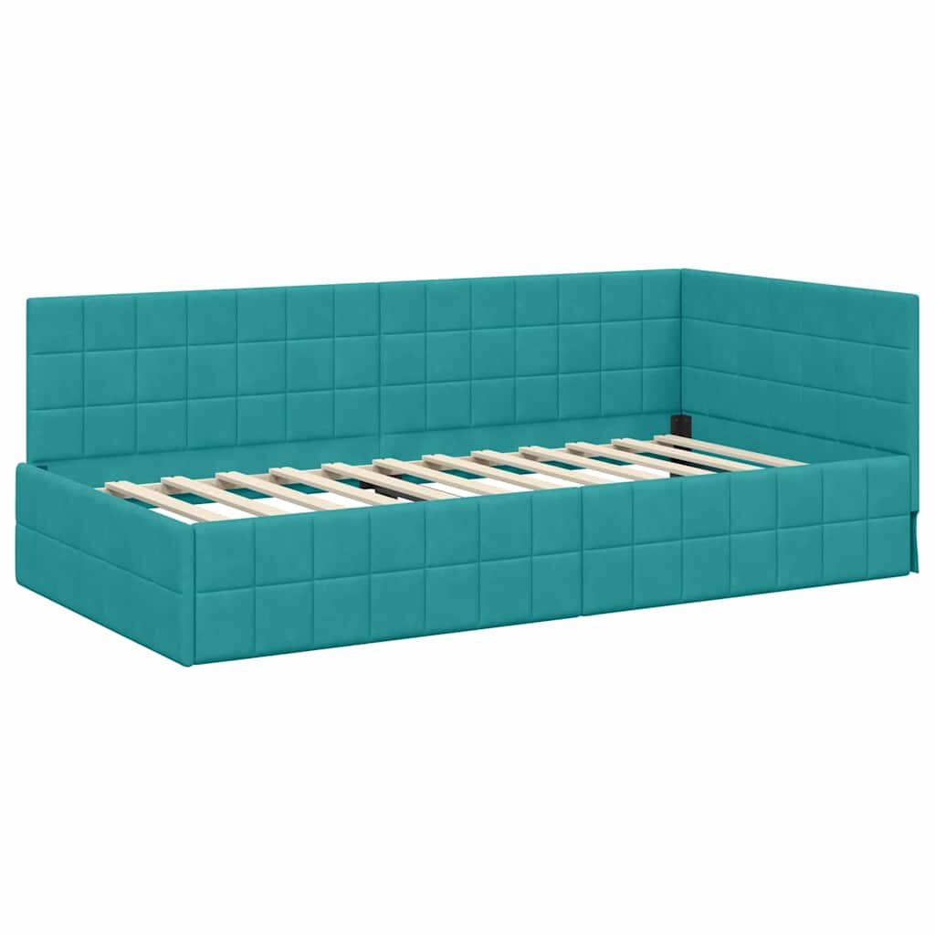 vidaXL Hoekbedframe Turquoise Fluweel 90x190cm - 40% Korting!