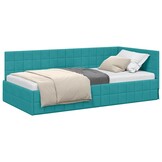 vidaXL Hoekbedframe Turquoise Fluweel 90x190cm - 40% Korting!
