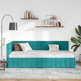 vidaXL Hoekbedframe Turquoise Fluweel 90x190cm - 40% Korting!
