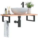 vidaXL Wandbeugels Wastafel (2 st) - Rechthoekig Staal Zwart - 40% Korting