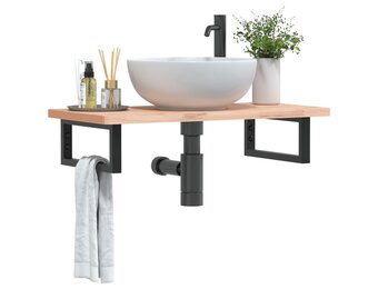 vidaXL Wandbeugels Wastafel (2 st) - Rechthoekig Staal Zwart - 40% Korting