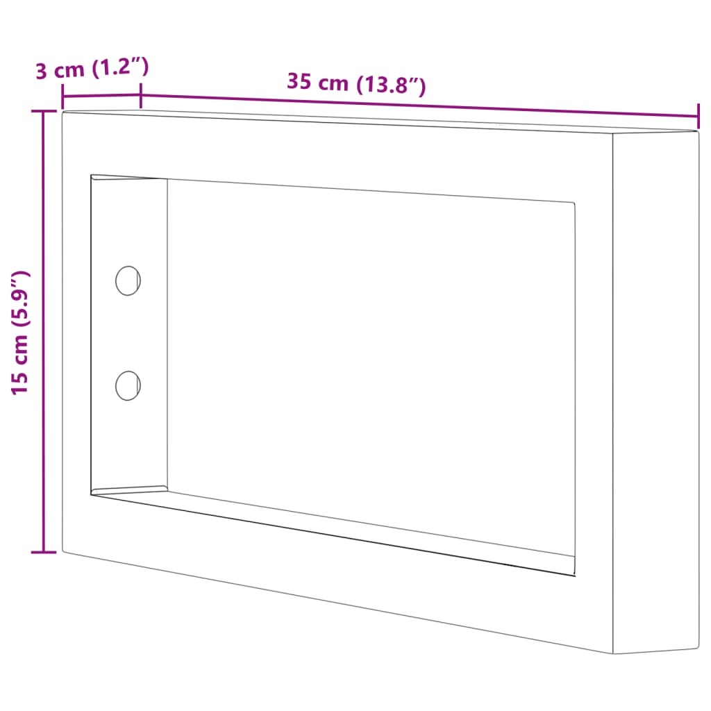 vidaXL Wandbeugels Wastafel (2 st) - Rechthoekig Staal Zwart - 40% Korting