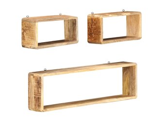 vidaXL 3-delige Kubus Wandschappenset Mangohout - 40% Korting