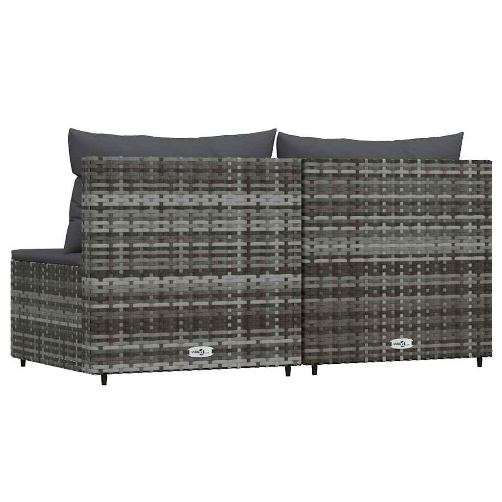 vidaXL Tuinmiddenbank 2 st. Poly Rattan Grijs | 46% Korting!