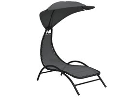 vidaXL Ligbed met Luifel - 65% Korting - Dark Grey