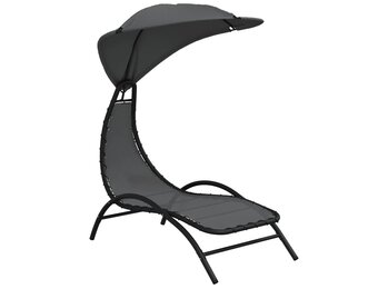 vidaXL Ligbed met Luifel - 65% Korting - Dark Grey