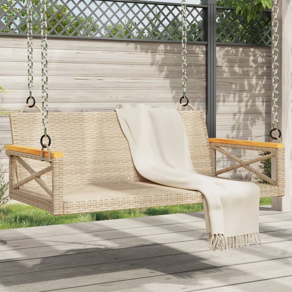 vidaXL Schommelbank Poly Rattan Beige - 68% Korting