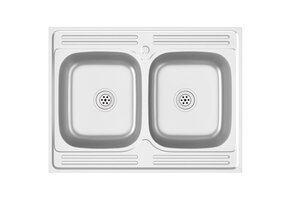 vidaXL Gootsteen Dubbele Bak 80x60 cm Roestvrij Staal - 40% Korting!