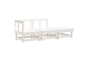 vidaXL 3-delige Loungeset massief grenenhout wit