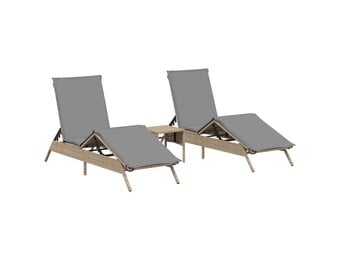 vidaXL Ligstoelen 2 st. met tafel (68% KORTING!) - Poly Rattan Beige