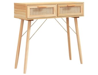 vidaXL Wandtafel Grenenhout & Rattan - 40% Korting
