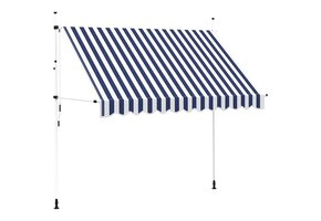 vidaXL Luifel Handmatig Uittrekbaar - 300cm blauw/wit - 40% Korting!