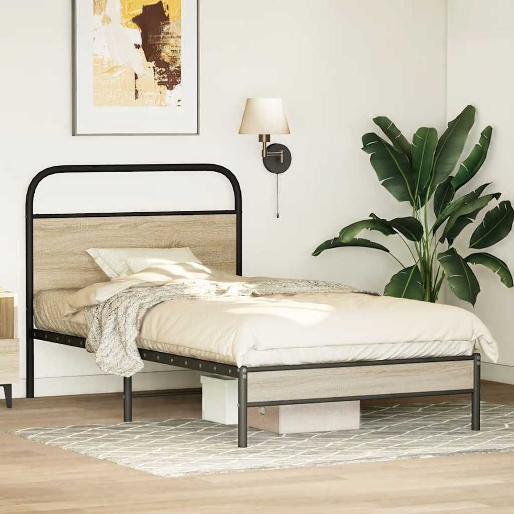 vidaXL Bedframe Gerookt Eiken 90x200 cm - 40% Korting