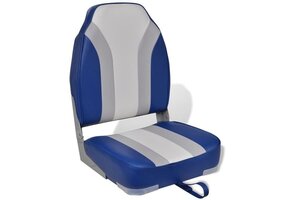 vidaXL Inklapbare Bootstoel met Hoge Rugleuning - Blauw/Wit/Grijs - 40% Korting!